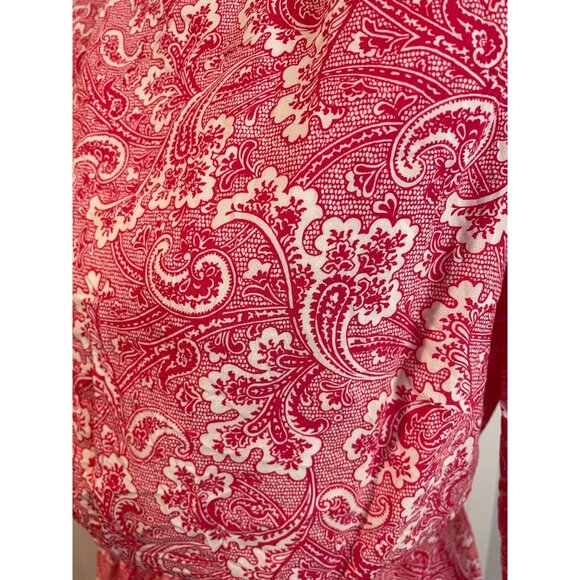 Boden US 6R Red & White Paisley Long Sleeve Dress 100% Viscose Shell - Picture 7 of 16